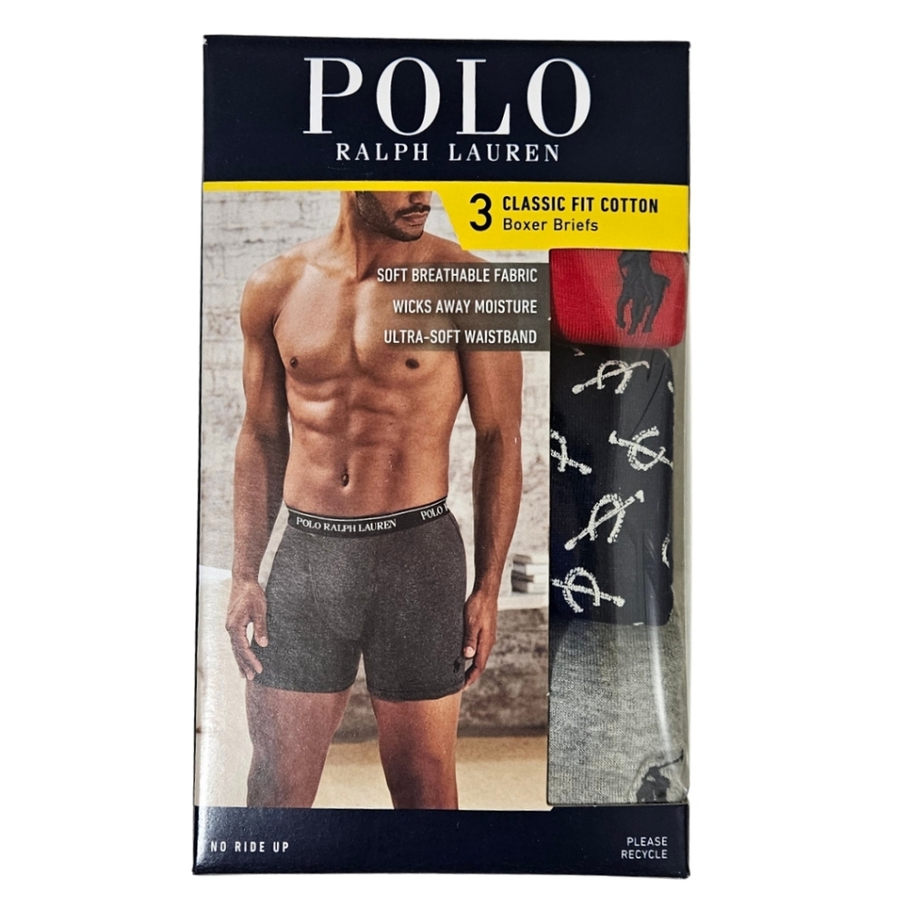 Polo Ralph Lauren Boxer Briefs Men 3 Pairs of Underwear Classic Fit Cotton